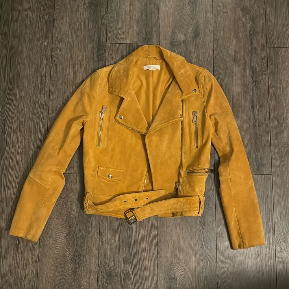 H&M suede leather moto jacket
